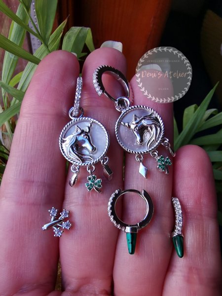 Yeşil Taşlı Kurşun Halka Küpe 1,2 cm-İthal ÇİFT