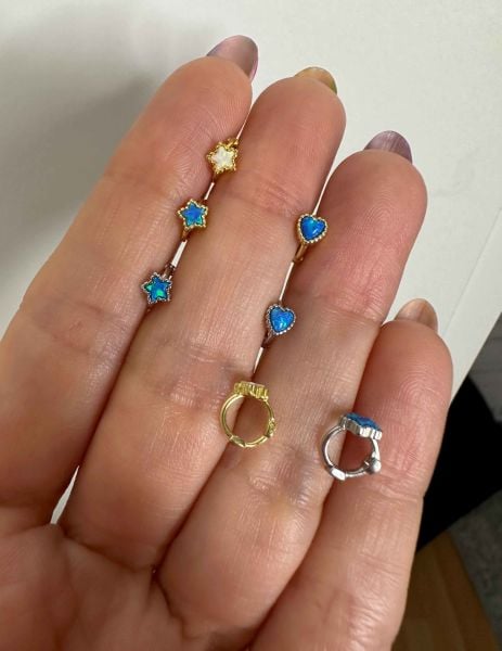 925 Ayar Gümüş Opal Halka Tragus Piercingleri-Çapı 6 mm