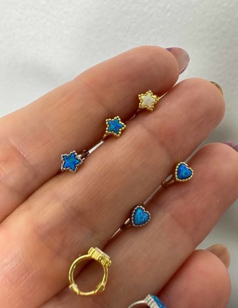 925 Ayar Gümüş Opal Halka Tragus Piercingleri-Çapı 6 mm