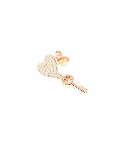 Anahtarlı Kalp Küpe -İthal ÇİFT