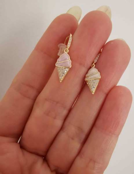 Sedefli Dondurmalı El Yapımı Küpe-İthal ÇİFT