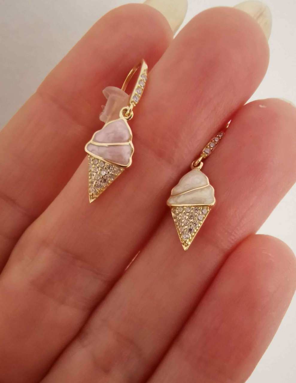 Sedefli Dondurmalı El Yapımı Küpe-İthal ÇİFT