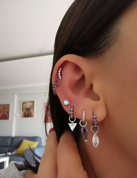 Kristal Beyaz Üçgen Küpe Charm