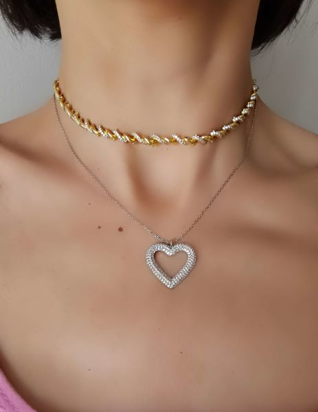 Taşlı Burgu Choker Kolye