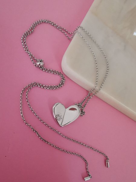 İthal Asansör Zincirli Kalp Kolye