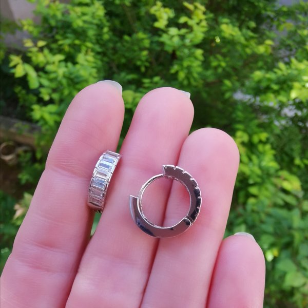 Silver Baget Halka Küpe-TEK