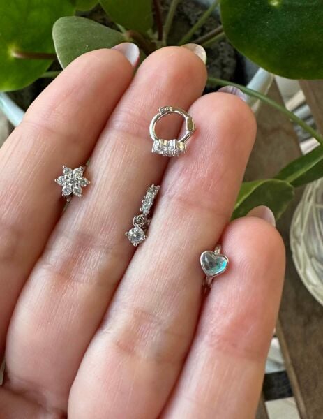 925 Ayar Gümüş Halka Kıkırdak ve Tragus Piercingleri-Çapı 8 mm