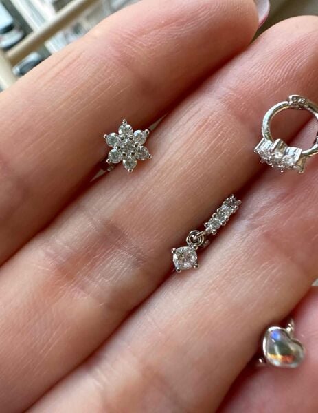 925 Ayar Gümüş Halka Kıkırdak ve Tragus Piercingleri-Çapı 8 mm