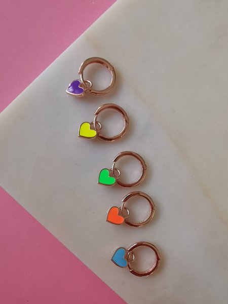 Neon Mineli Minimal Halka Küpe TEK