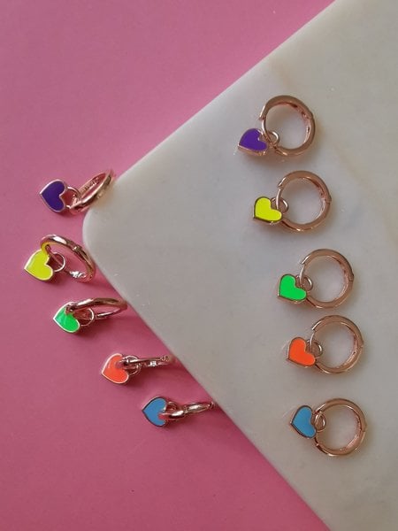 Neon Mineli Minimal Halka Küpe TEK