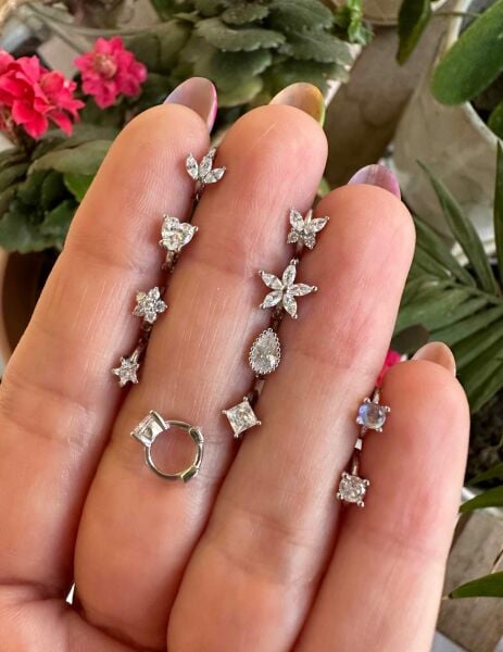 925 Ayar Gümüş Halka Tragus Piercingleri/ Çapı 6 mm