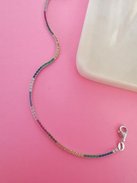 Rainbow Suyolu Bileklik-Silver