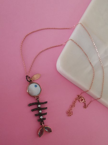 Sedefli Kılçık Balık Kolye