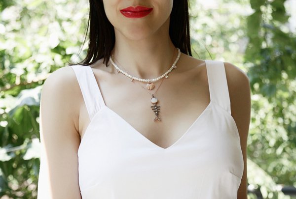 Sedefli Kılçık Balık Kolye