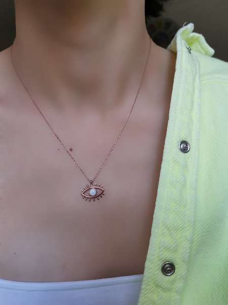 Beyaz Opal Göz Kolye