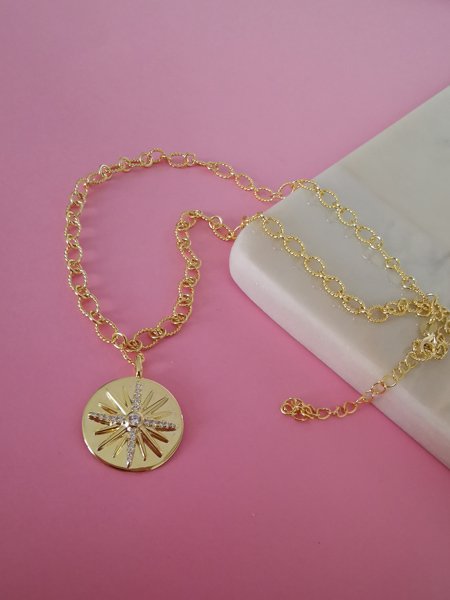 Madalyon Kutup Yıldızı Kolye-İthal