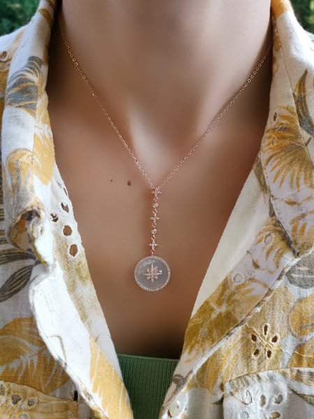 Sedefl Y Kutup Yıldızı Kolye-İthal