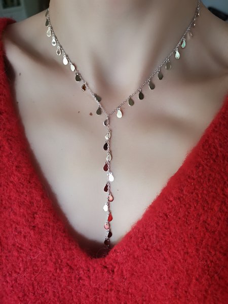 Silver Altın Pullu Y Kolye-İthal