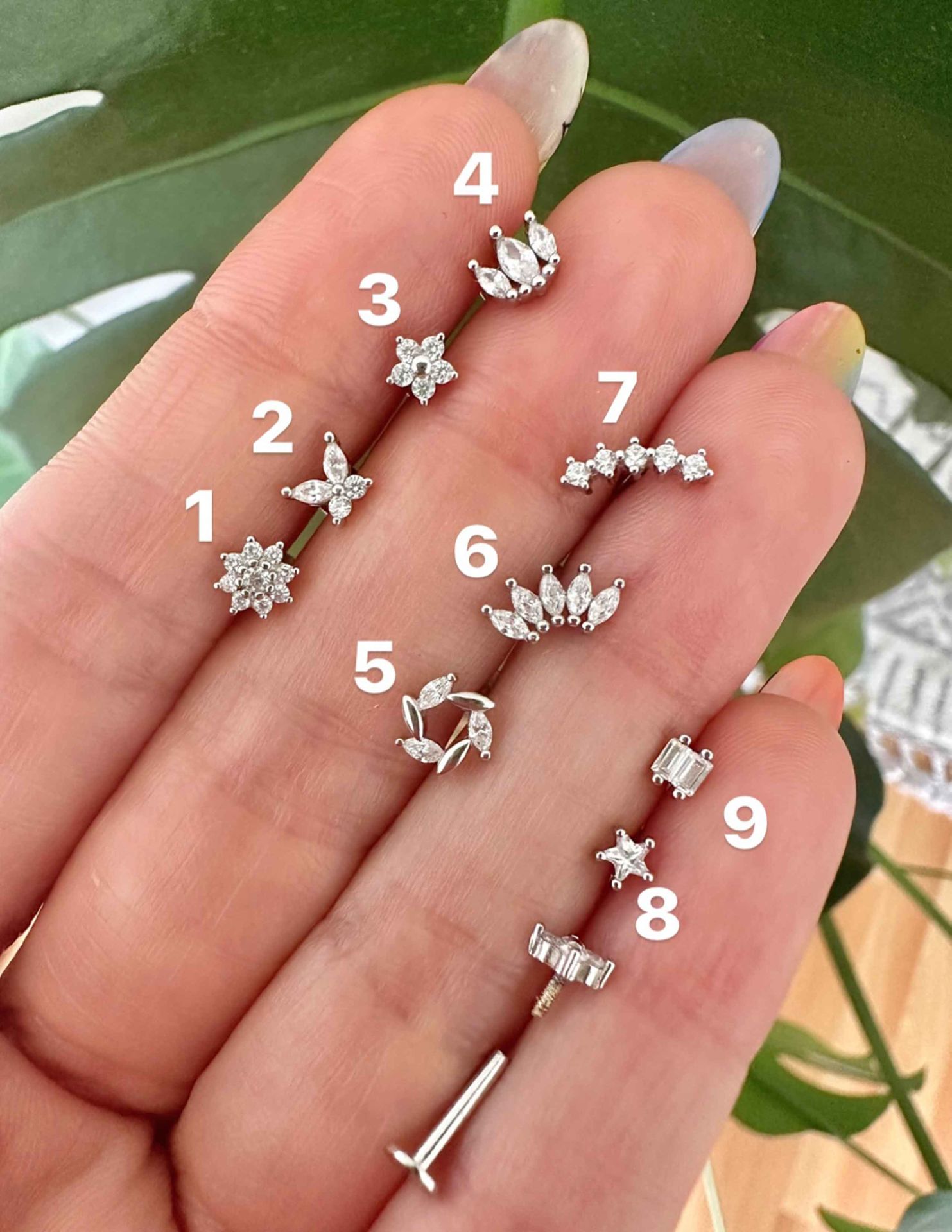 925 Ayar Gümüş Arkası Düz Kıkırdak ve Tragus Piercingleri