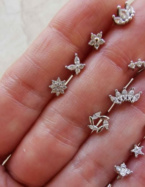 925 Ayar Gümüş Arkası Düz Kıkırdak ve Tragus Piercingleri