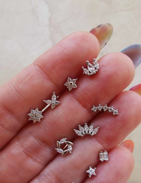 925 Ayar Gümüş Arkası Düz Kıkırdak ve Tragus Piercingleri