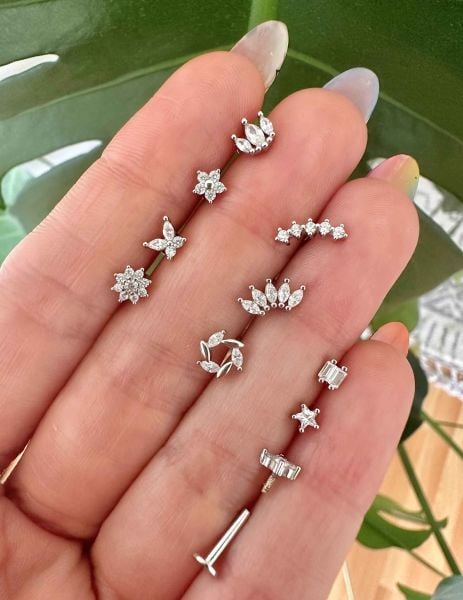 925 Ayar Gümüş Arkası Düz Kıkırdak ve Tragus Piercingleri
