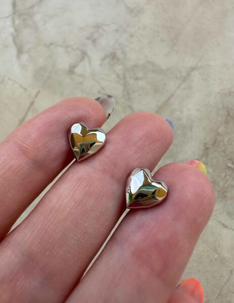 Çivili Kalp Küpe İthal-ÇİFT