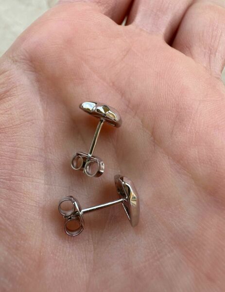 Çivili Kalp Küpe İthal-ÇİFT