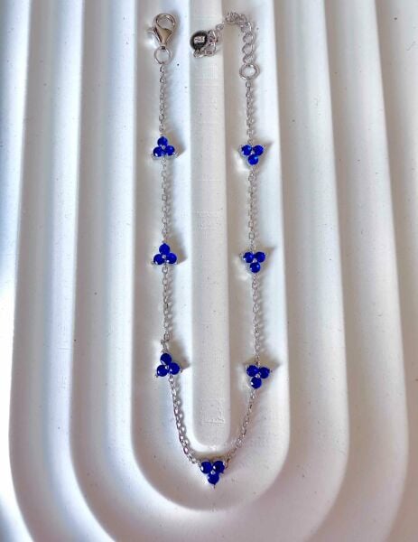 Yedili Safir Renkli Üç Taşlı İthal Bileklik