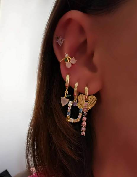 Rainbow  D Harf Halka Küpe-TEK