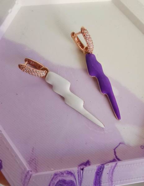 Mineli Şimşek Küpe -TEK