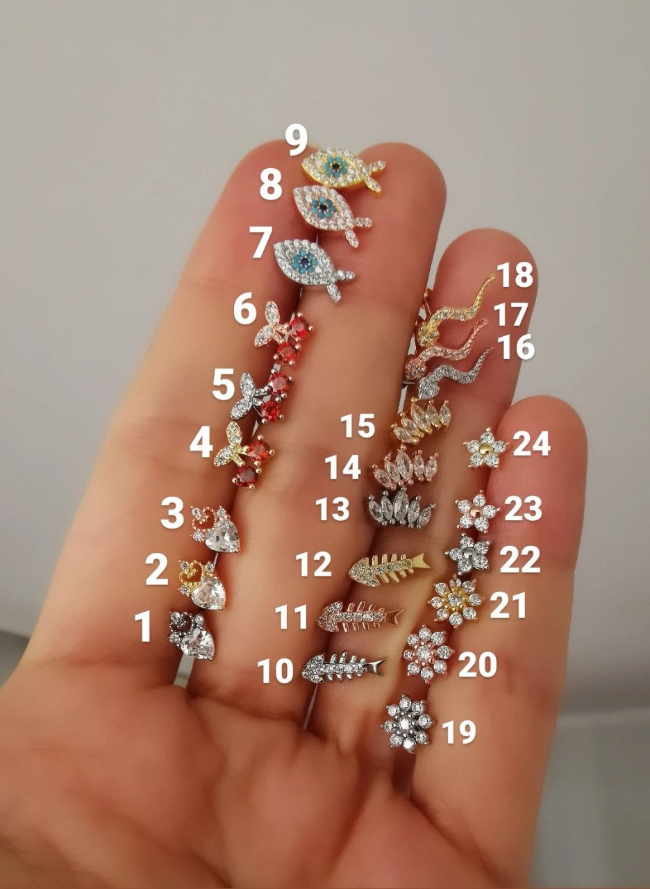 925 Ayar Gümüş Kıkırdak ve Tragus Piercingleri(Uzun Barlı)