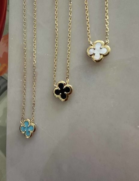 Oniks Taşlı Yonca Kolye-İthal