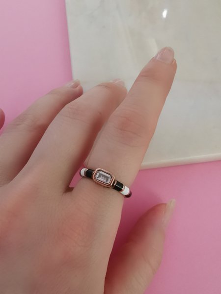 Siyah Beyaz Çizgili Ayarlanabilir Mine Yüzük