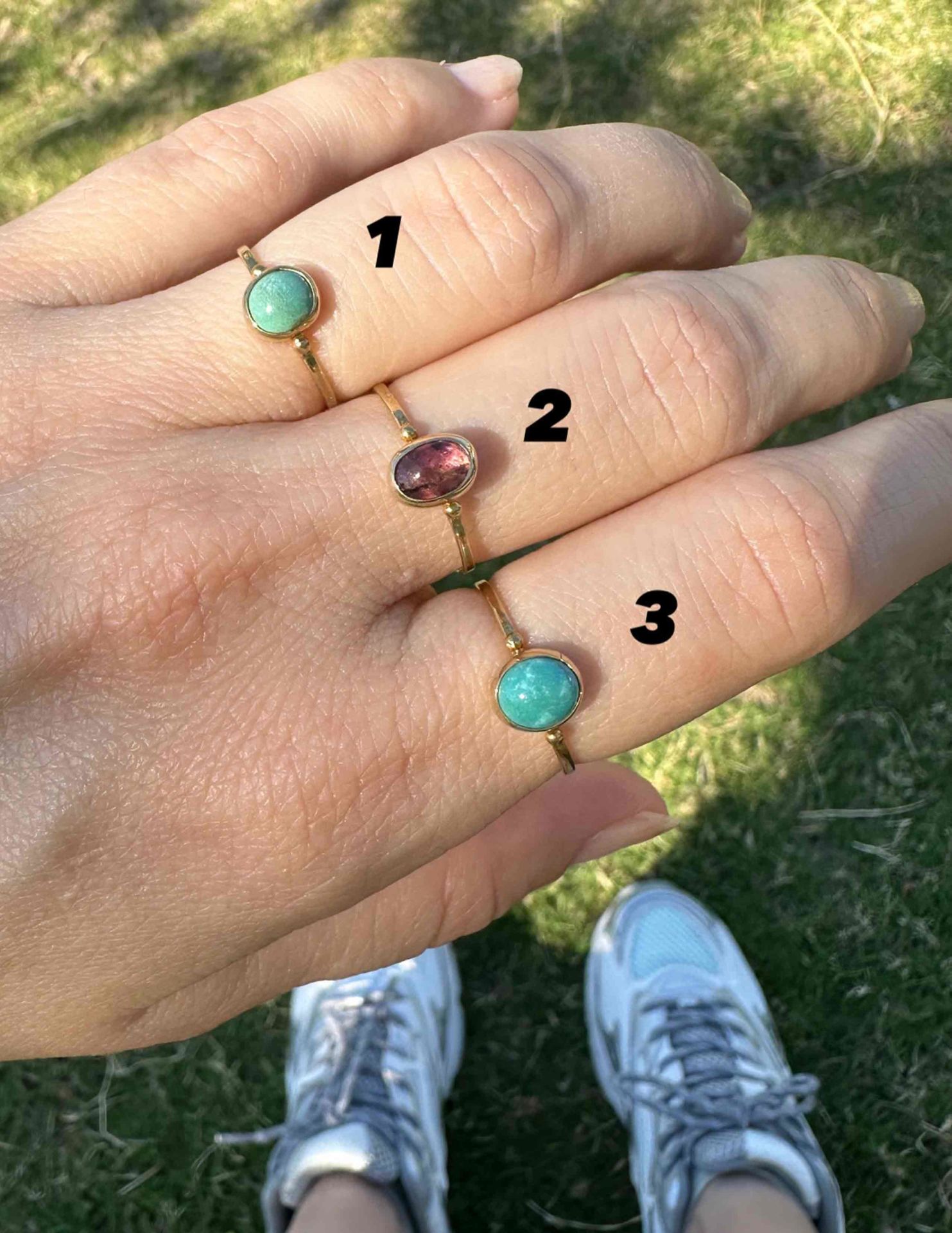 Doğal Taşlı İnce Ayarlanabilir Yüzük