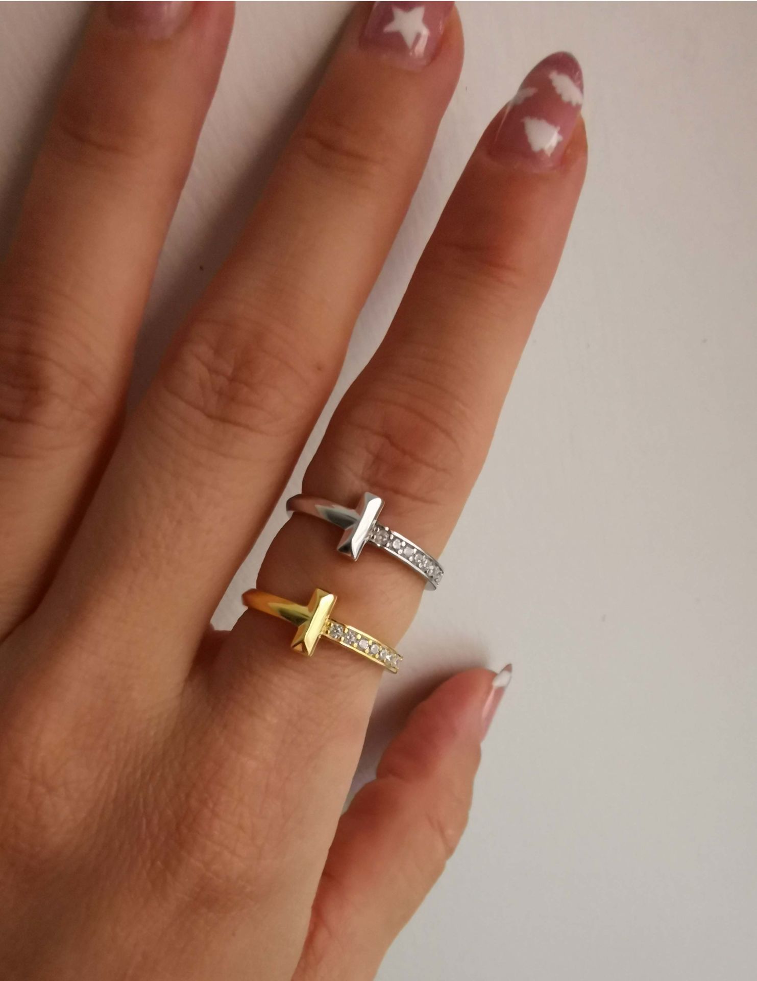 Tify Yarısı Taşlı İthal Yüzük