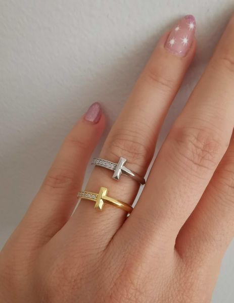 Tify Yarısı Taşlı İthal Yüzük