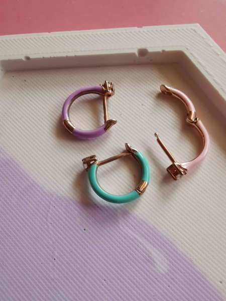 Pastel Mineli Halka Küpe-TEK