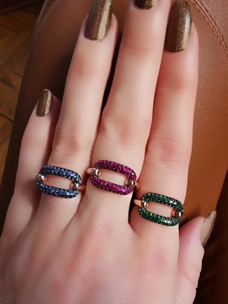 Taşlı Zincir Yüzük-İthal