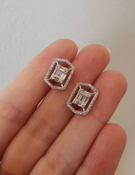 Victoria Küpe Serisi Baget Taşlı -ÇİFT