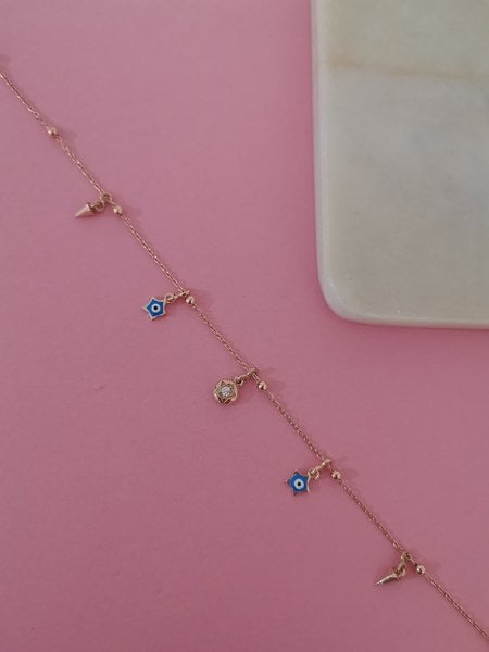 Mavi Mineli Yıldız Sallantılı Halhal