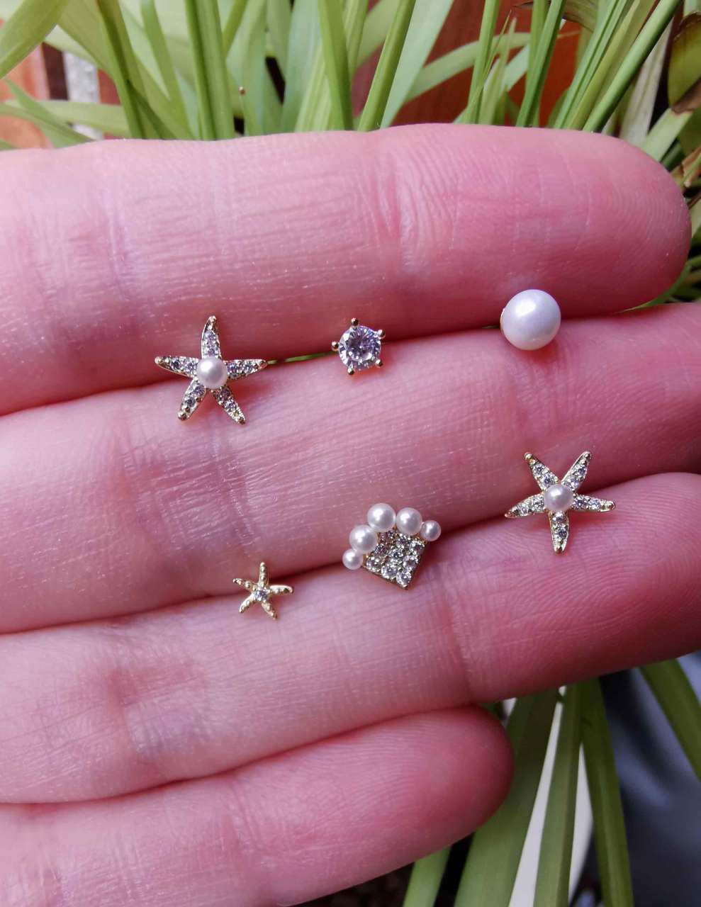 İncili Deniz Yıldızı Küpe SET-İthal