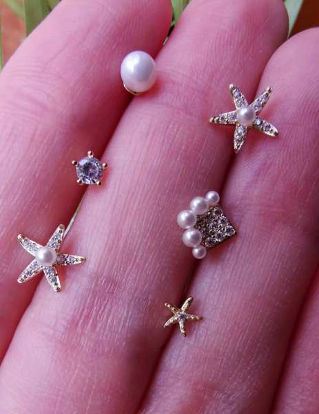 İncili Deniz Yıldızı Küpe SET-İthal