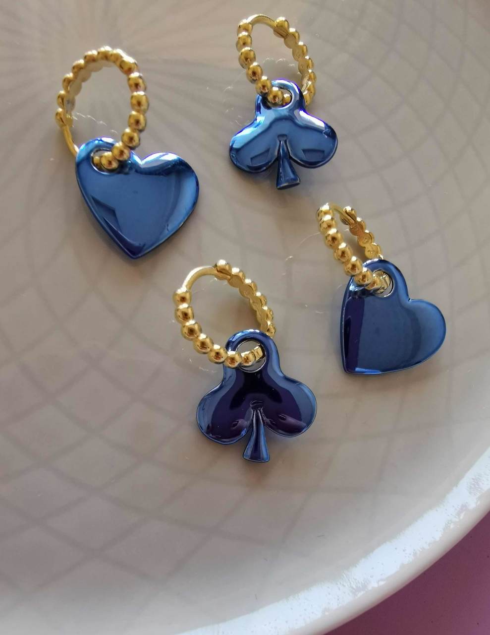 Kalp Küpe -Aura Blue Koleksiyonu TEK