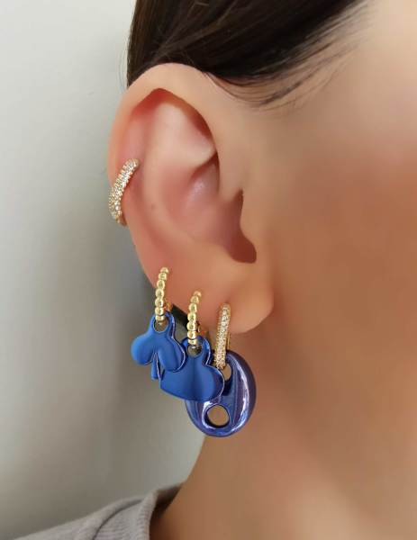 Kalp Küpe -Aura Blue Koleksiyonu TEK