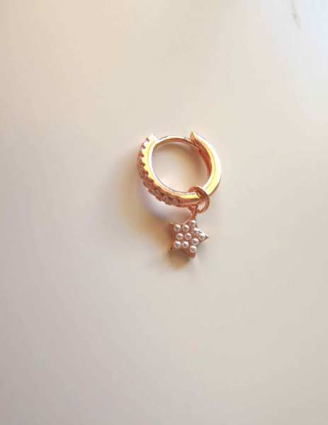 İncili Yıldız Sallantılı Halka Küpe-İthal ÇİFT