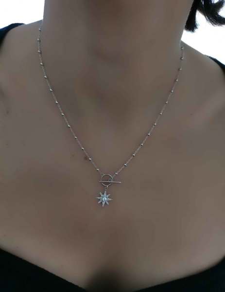 Topcuk Zincirli Kutup Yıldızı Kolye -İthal