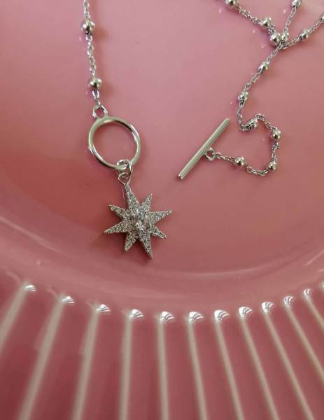 Topcuk Zincirli Kutup Yıldızı Kolye -İthal