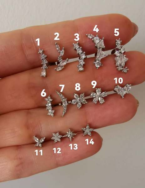 Cerrahi Çelik Arkası Düz Kıkırdak ve Tragus Piercingleri
