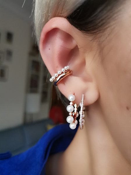 İncili Earcuff Kıkırdak Küpe-İthal